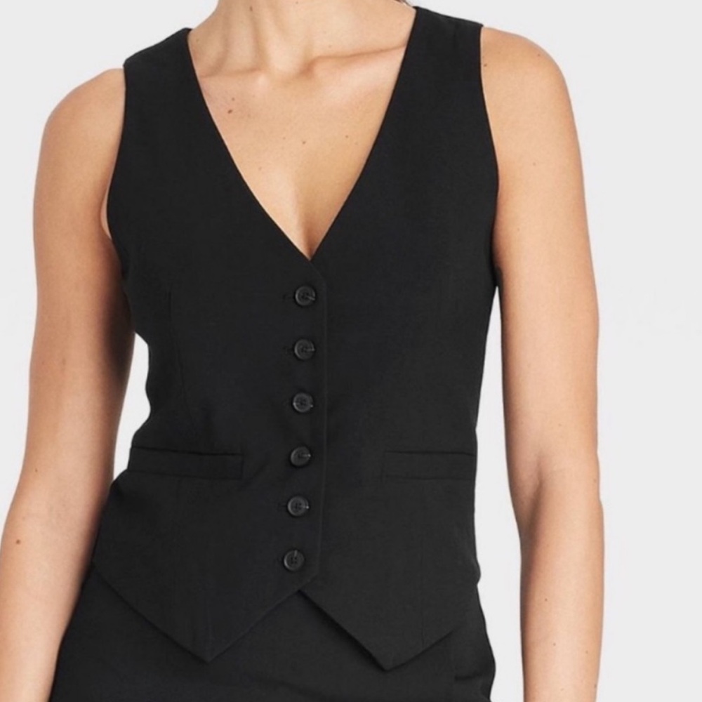 a new day Black V-Neck Button Front Vest